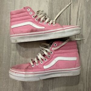 Vans Pink and White High-Top Sneakers